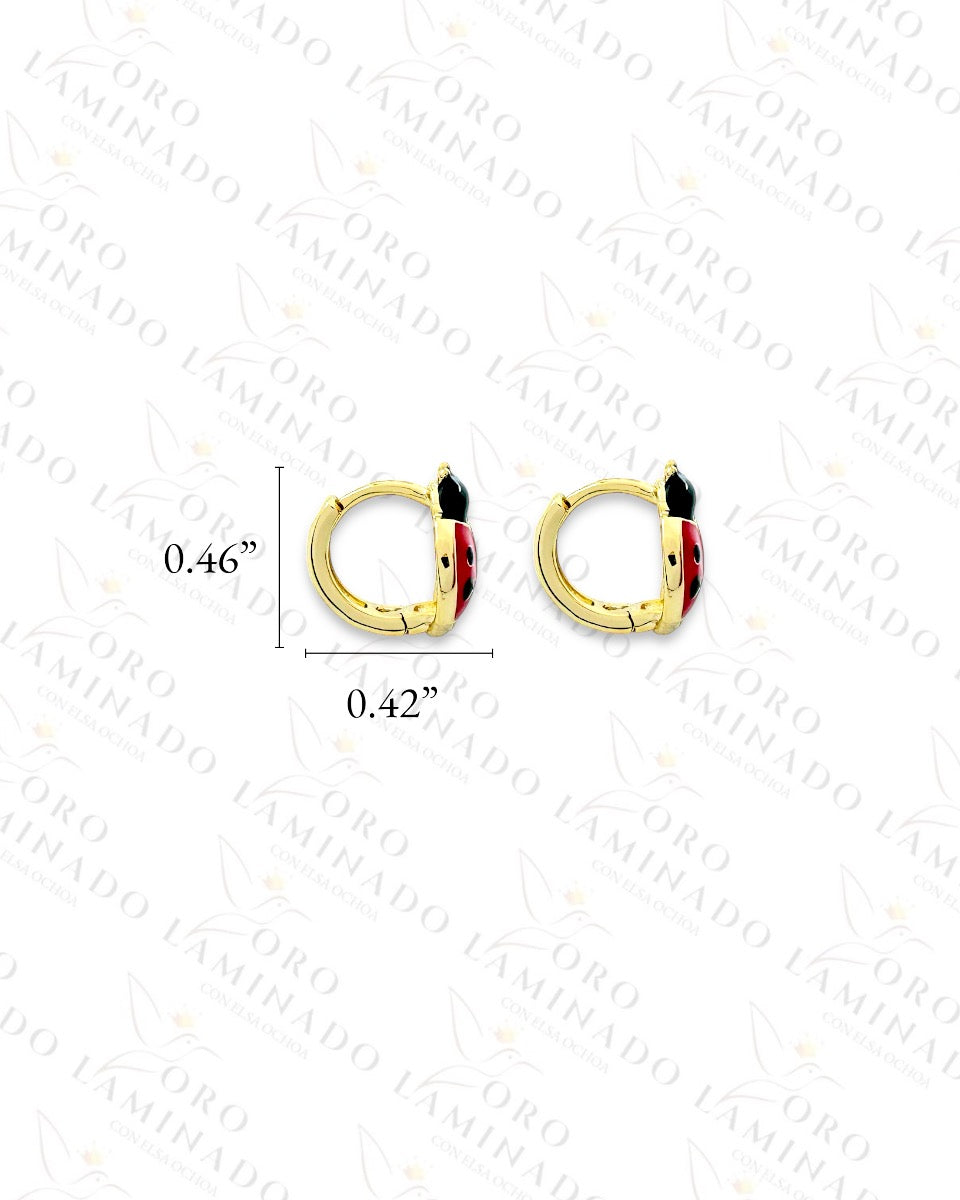 High Quality Ladybug Hoop Earrings (Gold Filled) Y380