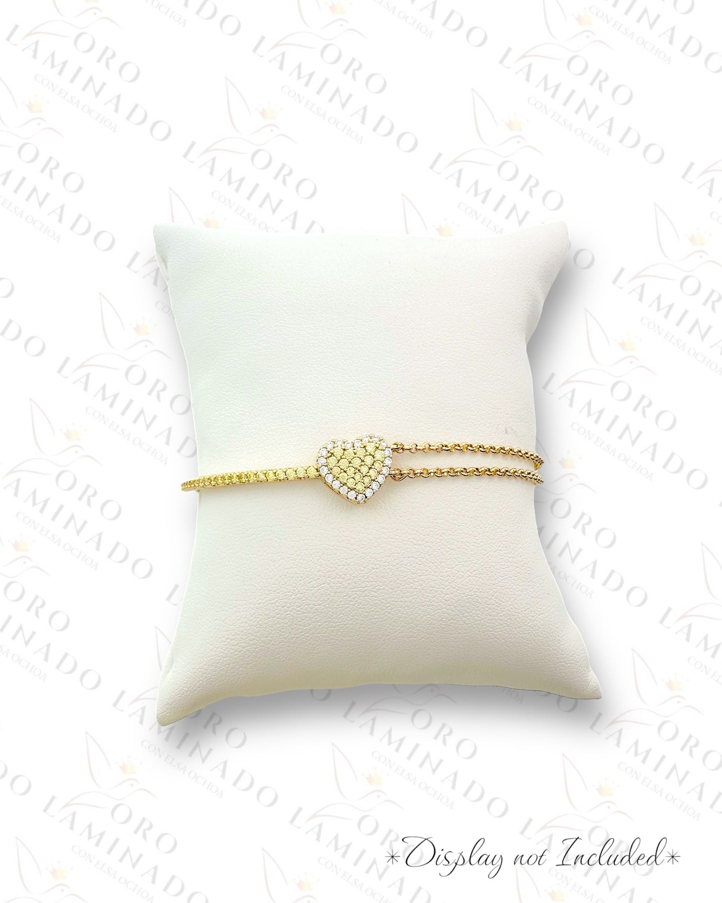 High Quality Diamond Heart Half Bangle and Chain Bracelet R181