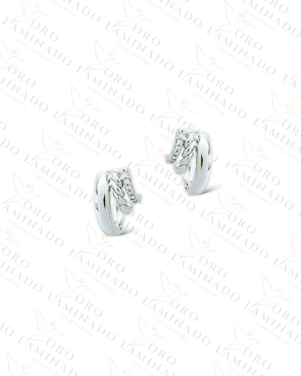 High Quality Silver Triple Design Hoop Earrings C79