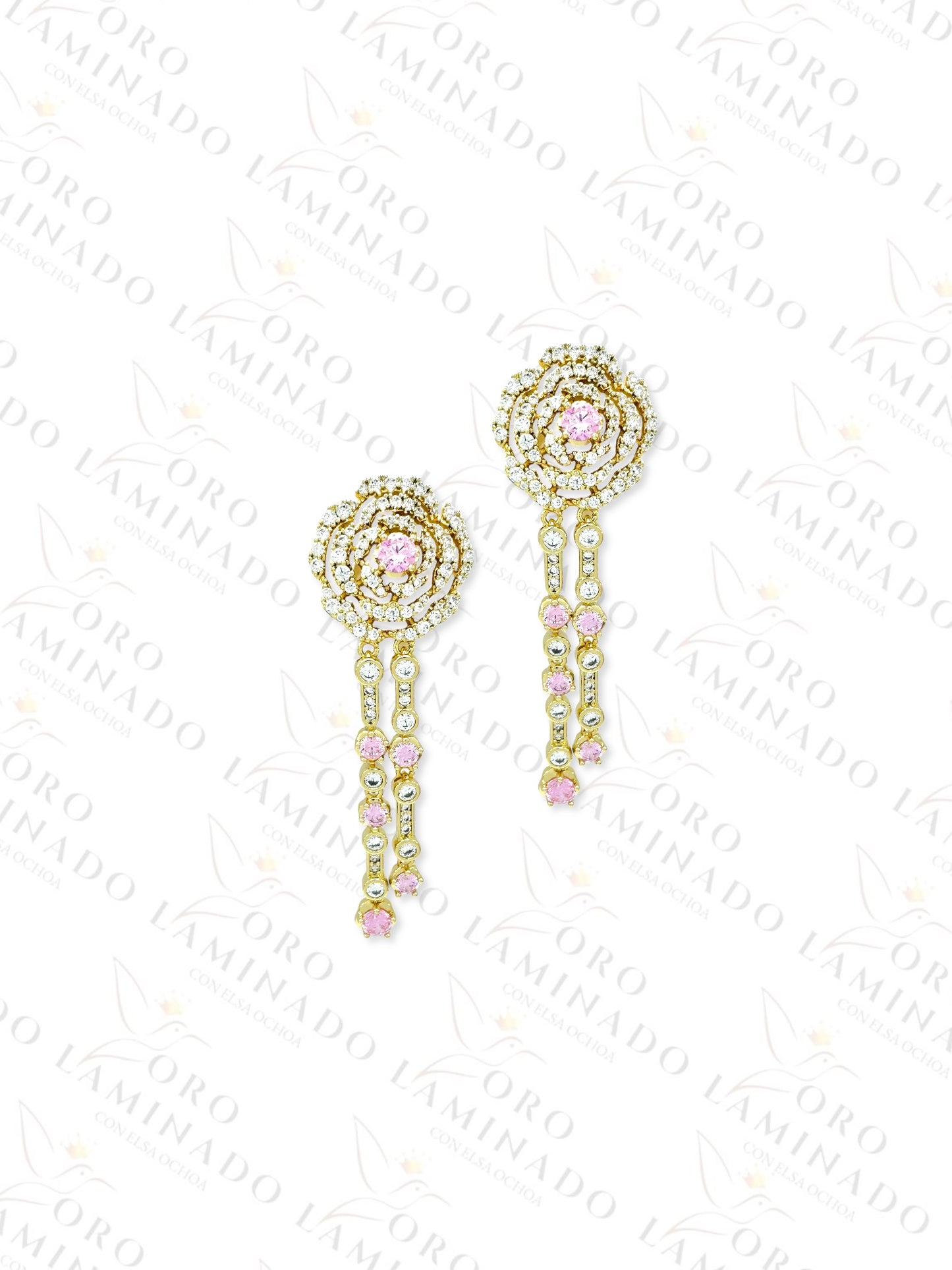 High Quality Pink Rose Earrings G248