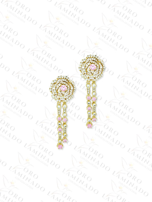 High Quality Pink Rose Earrings G248