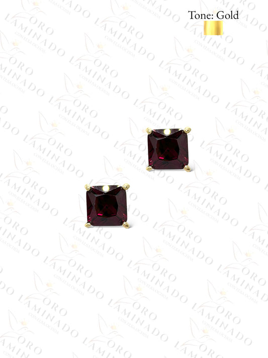 High Quality Red Crystal Square Earrings B323