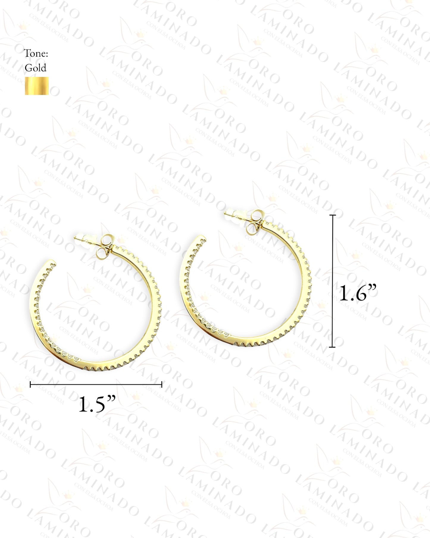 High Quality Thin Diamond Hoop Earrings B139