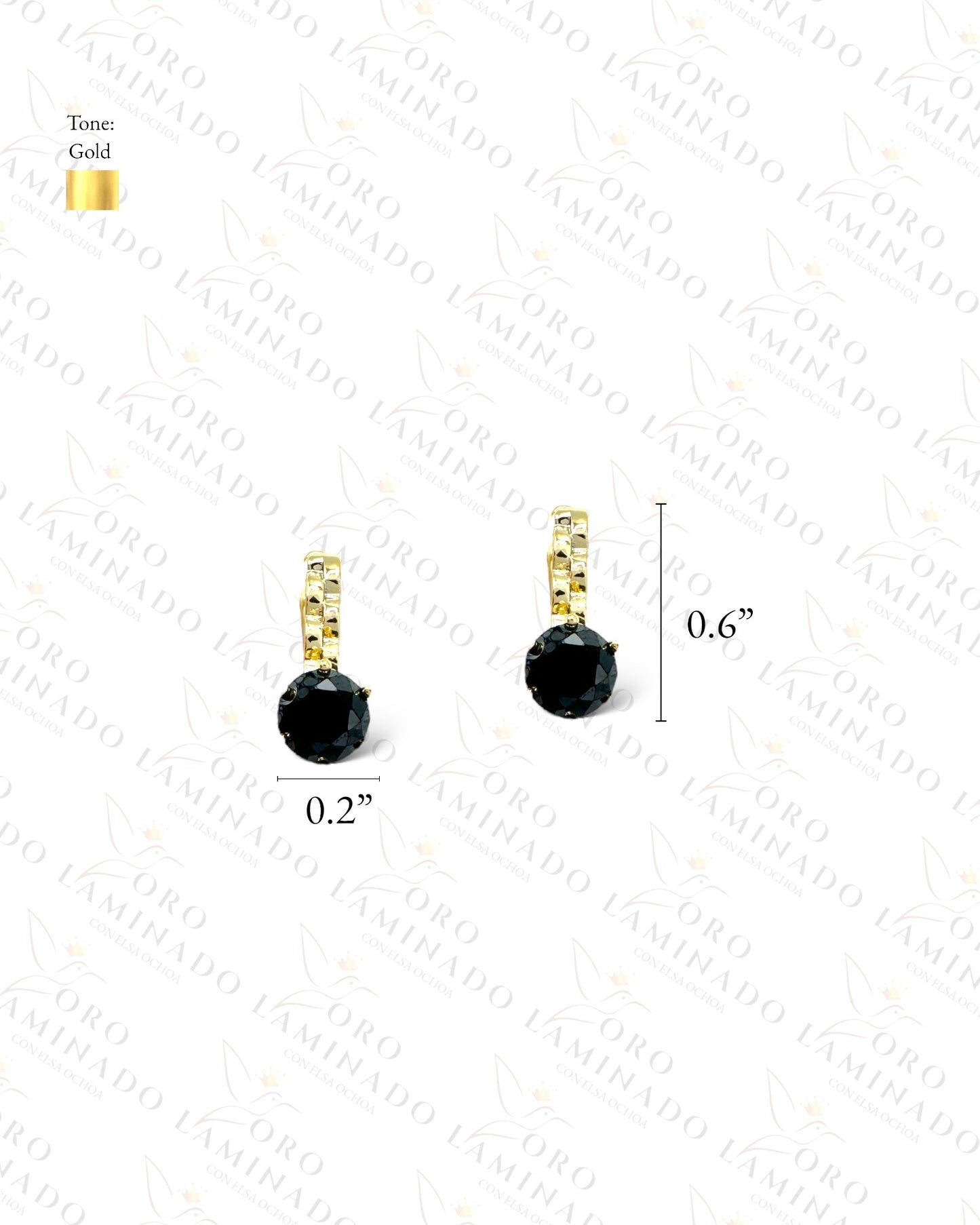 High Quality Black Round Stone Earrings R127