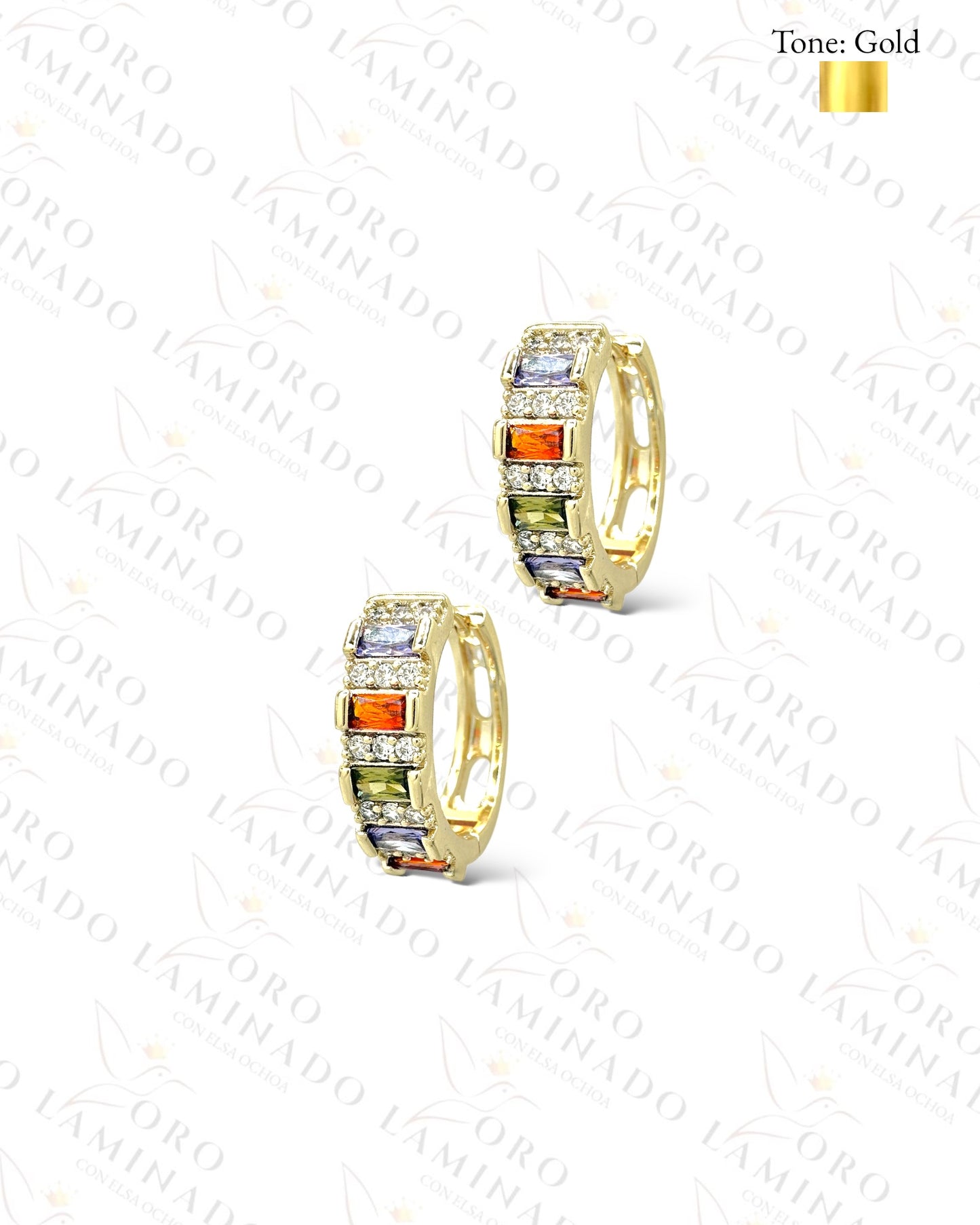 High Quality Multicolor Stones Hoop Earrings R383