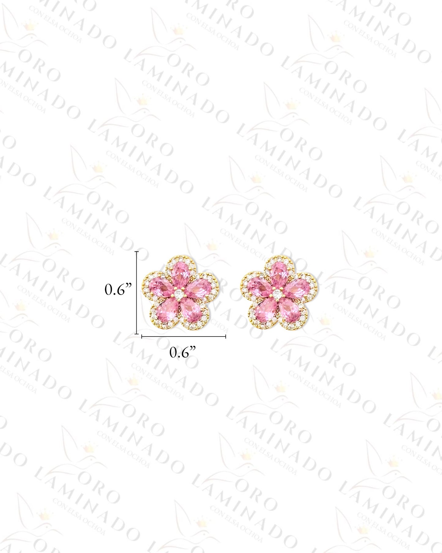 Gold Filled Pink Crystal Flower Set C306