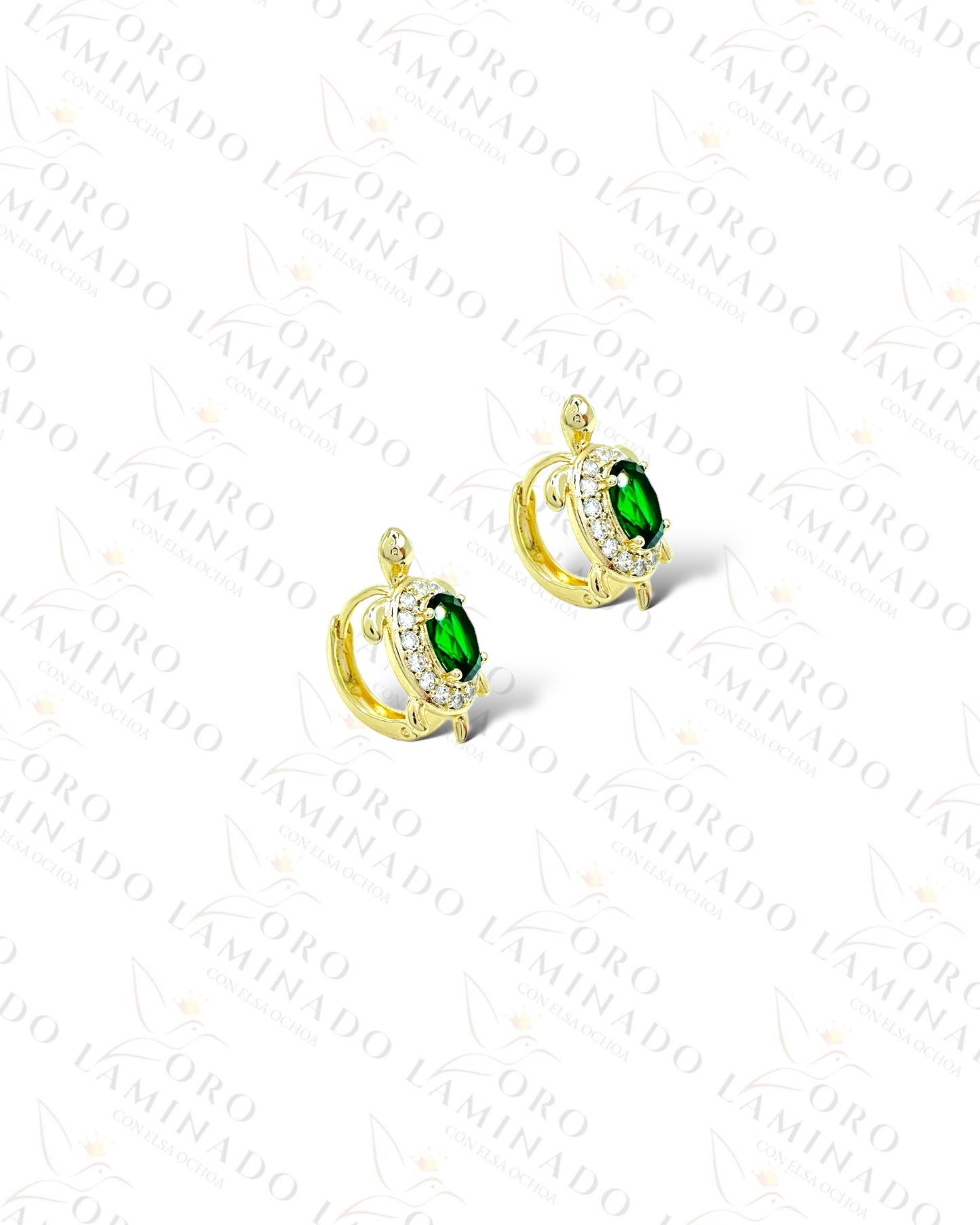 High Quality Green Crystal Turtle Hoop Earrings C4