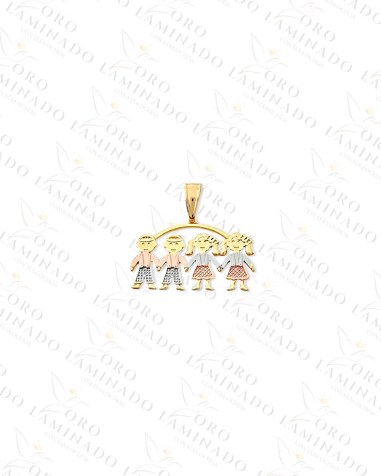 Gold Filled Two Girls and Two Boys Pendant R361