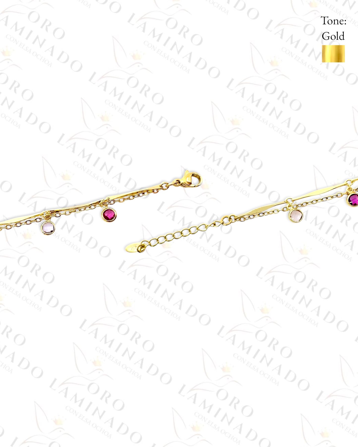 High Quality Pack of 3 Multi-Color Stones Anklet (Gold Filled) C298