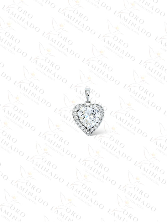 High Quality Silver Crystal Heart Pendant G396