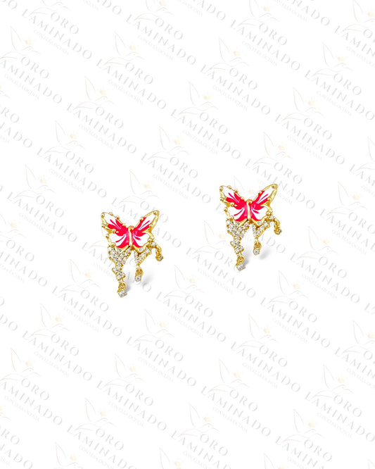 High Quality Pink Butterfly Earrings R108