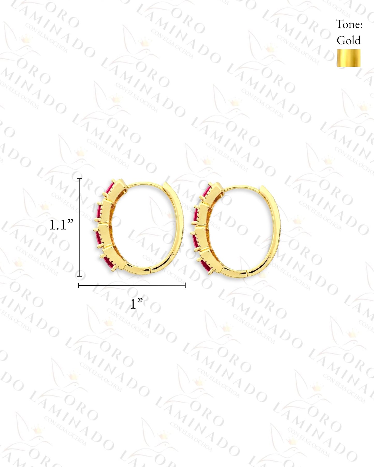 High Quality Clear and PinkHoop Earrings (Gold Filled) G61