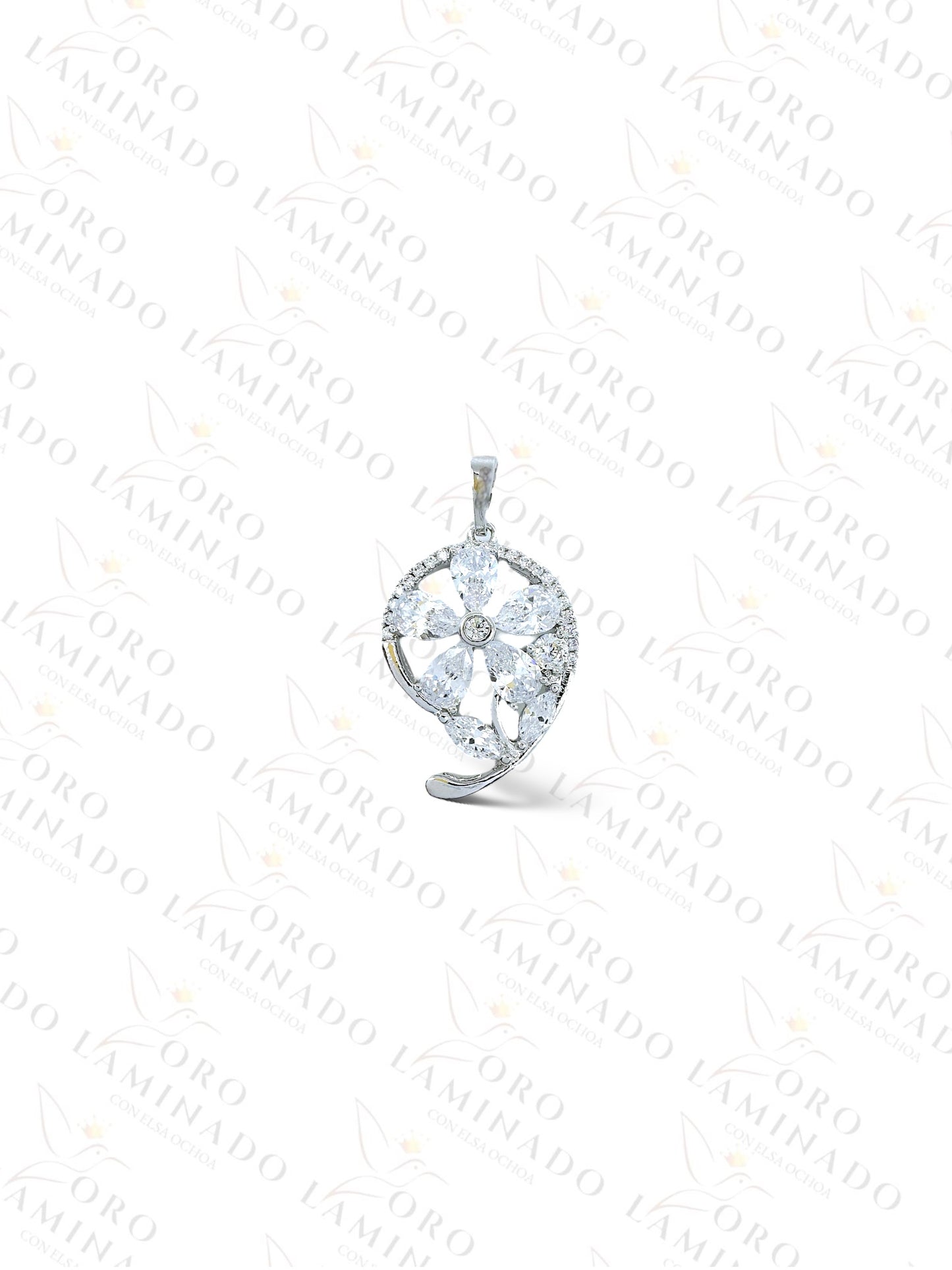 High Quality Silver Crystal Flower Pendant G389