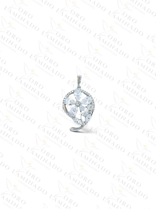 High Quality Silver Crystal Flower Pendant G389