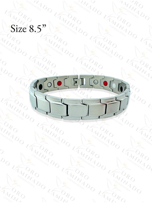 Stainless Steel Silver Mens Magnet Bracelet R475