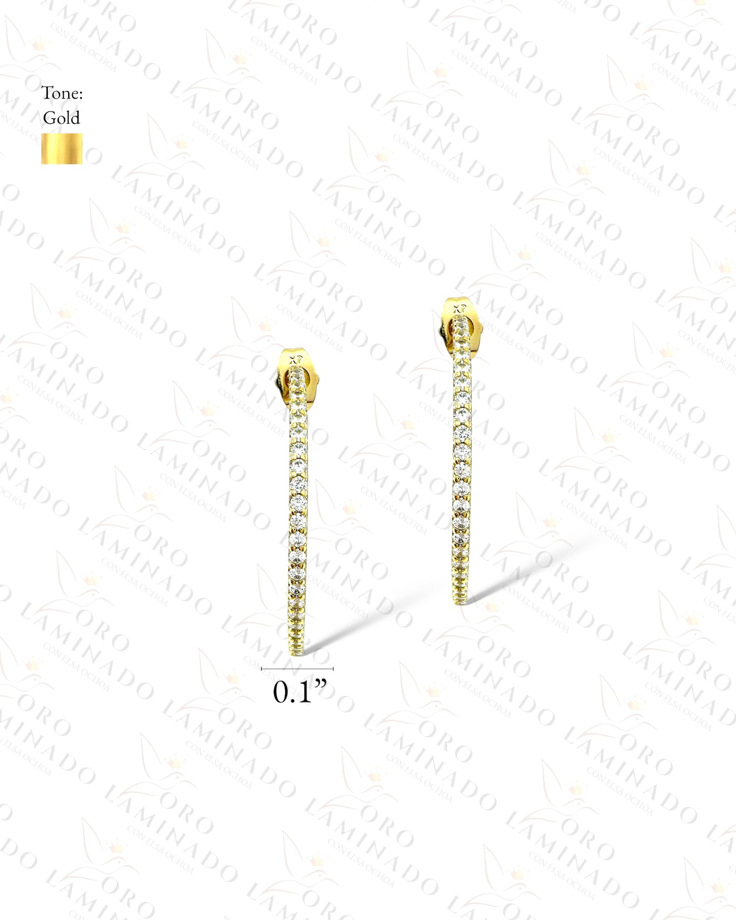 High Quality Thin Diamond Hoop Earrings B139