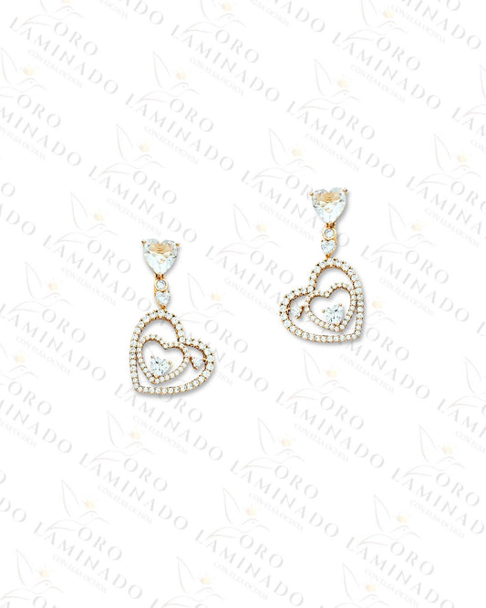 High Quality Double Crystal Heart  Earrings R218