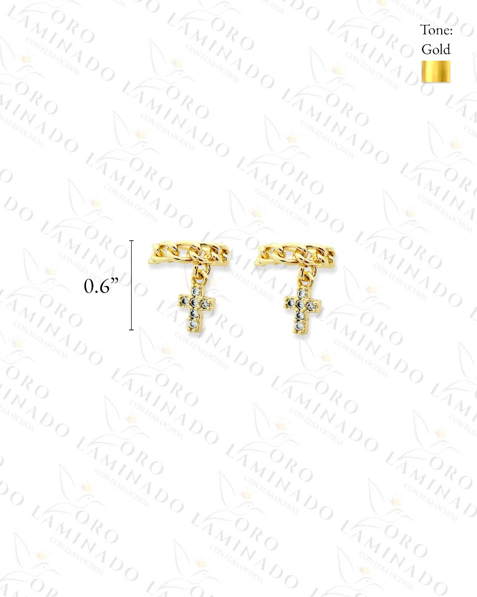 Gold Filled Crystal Cross Ear Cuff Earrings G207