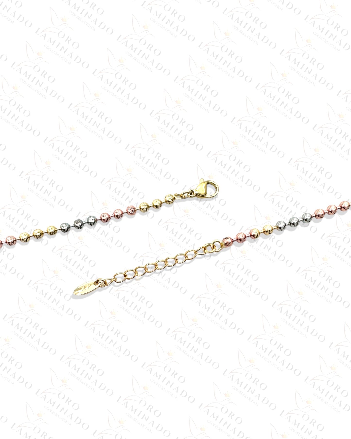 High Quality Three Tones Bead Chain Anklet Pack of 3 B412