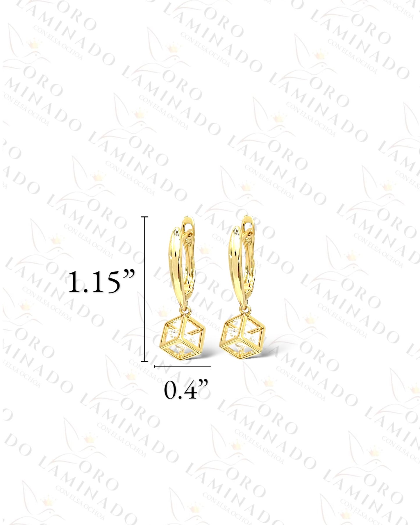 High Quality Golden Cube Earrings  B445