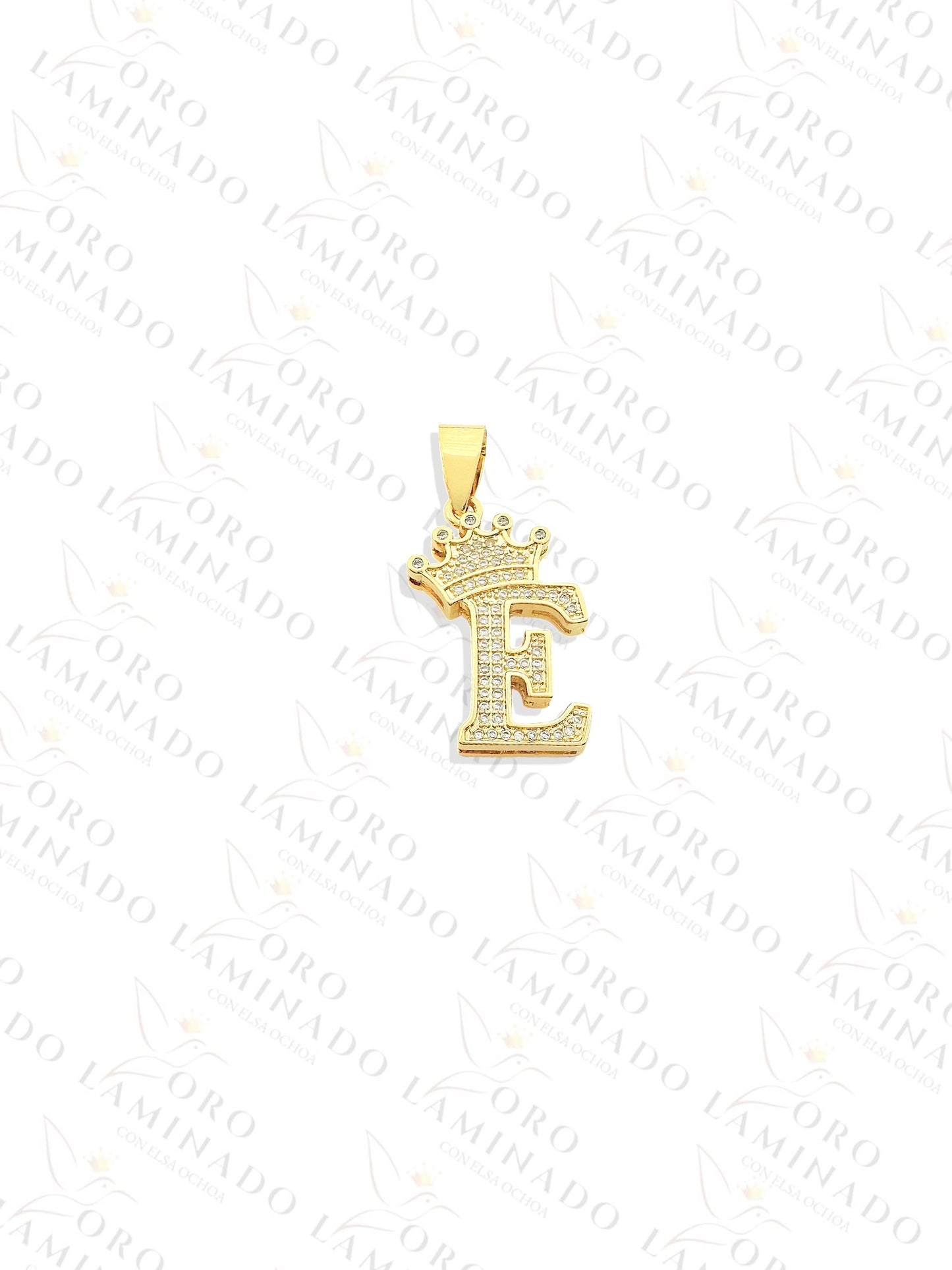 Gold Filled Letter "E" Crown Pendant Y118