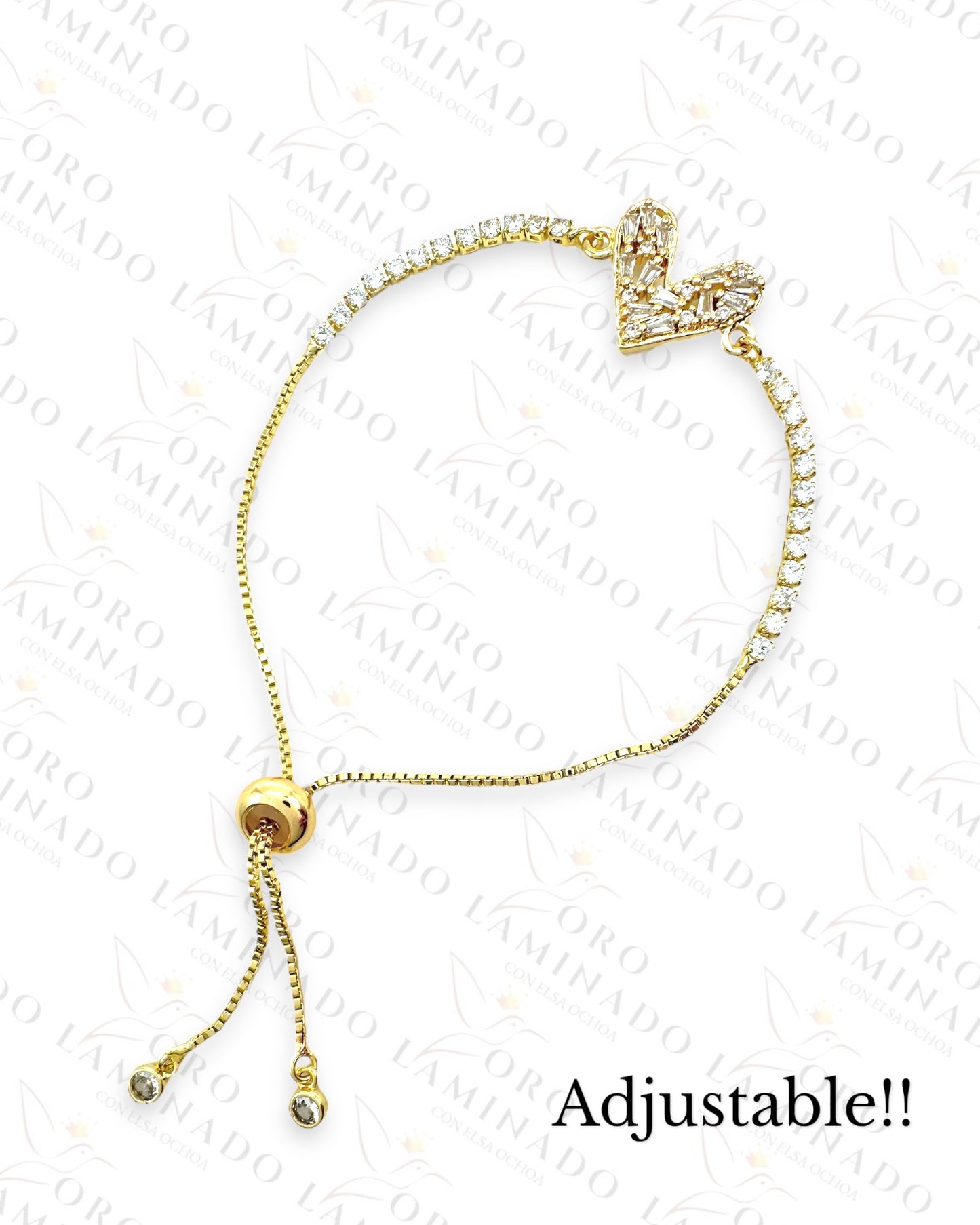 Crystal Heart Adjustable Bracelet Y404