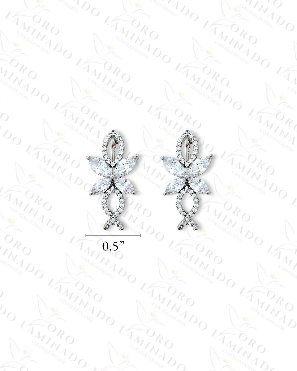 High Quality Silver Flower Earrings Y473