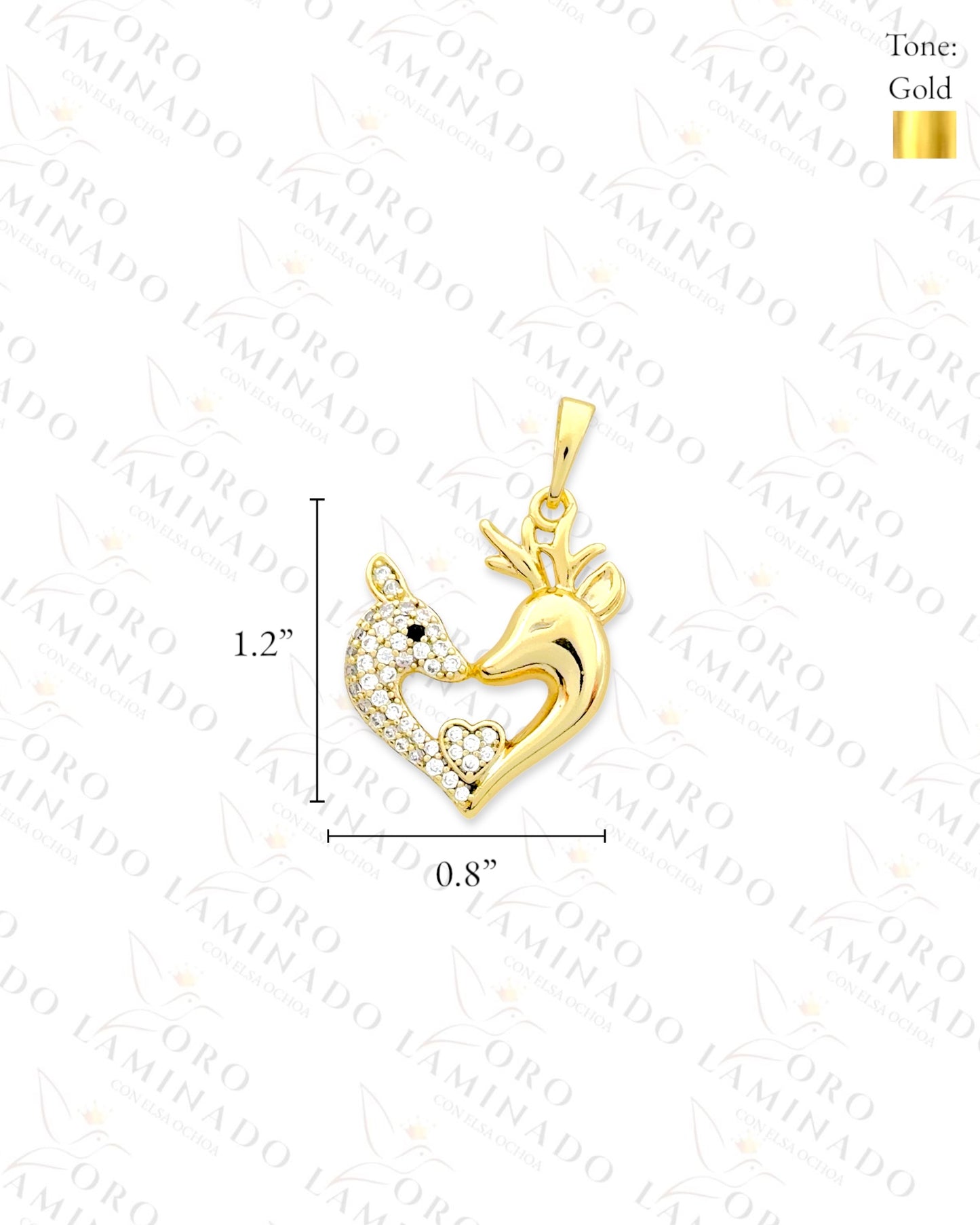 High Quality Reindeer Heart Pendant (Gold Filled) B74