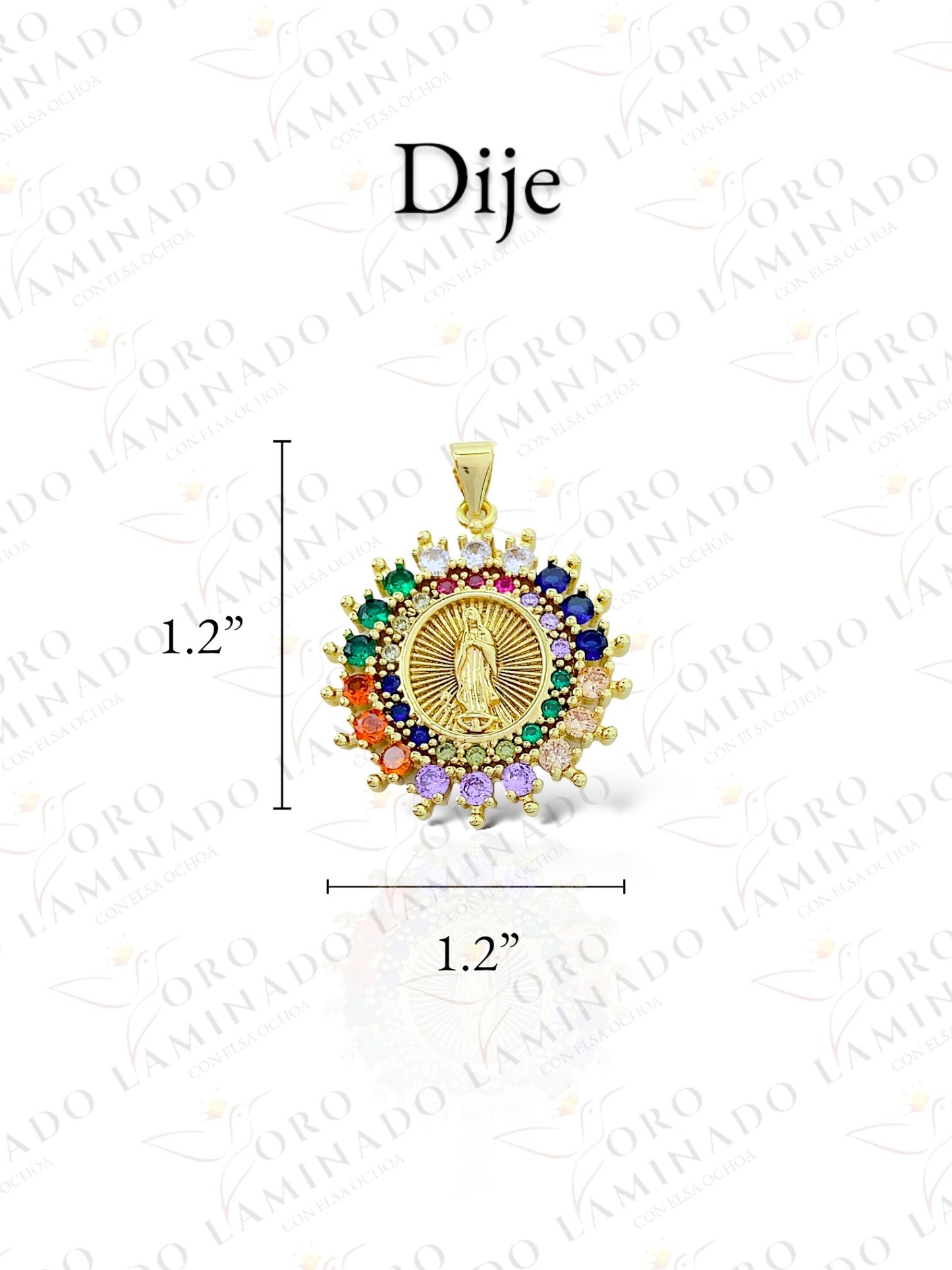 Multicolored  Virgen de Guadalupe Round Set G382