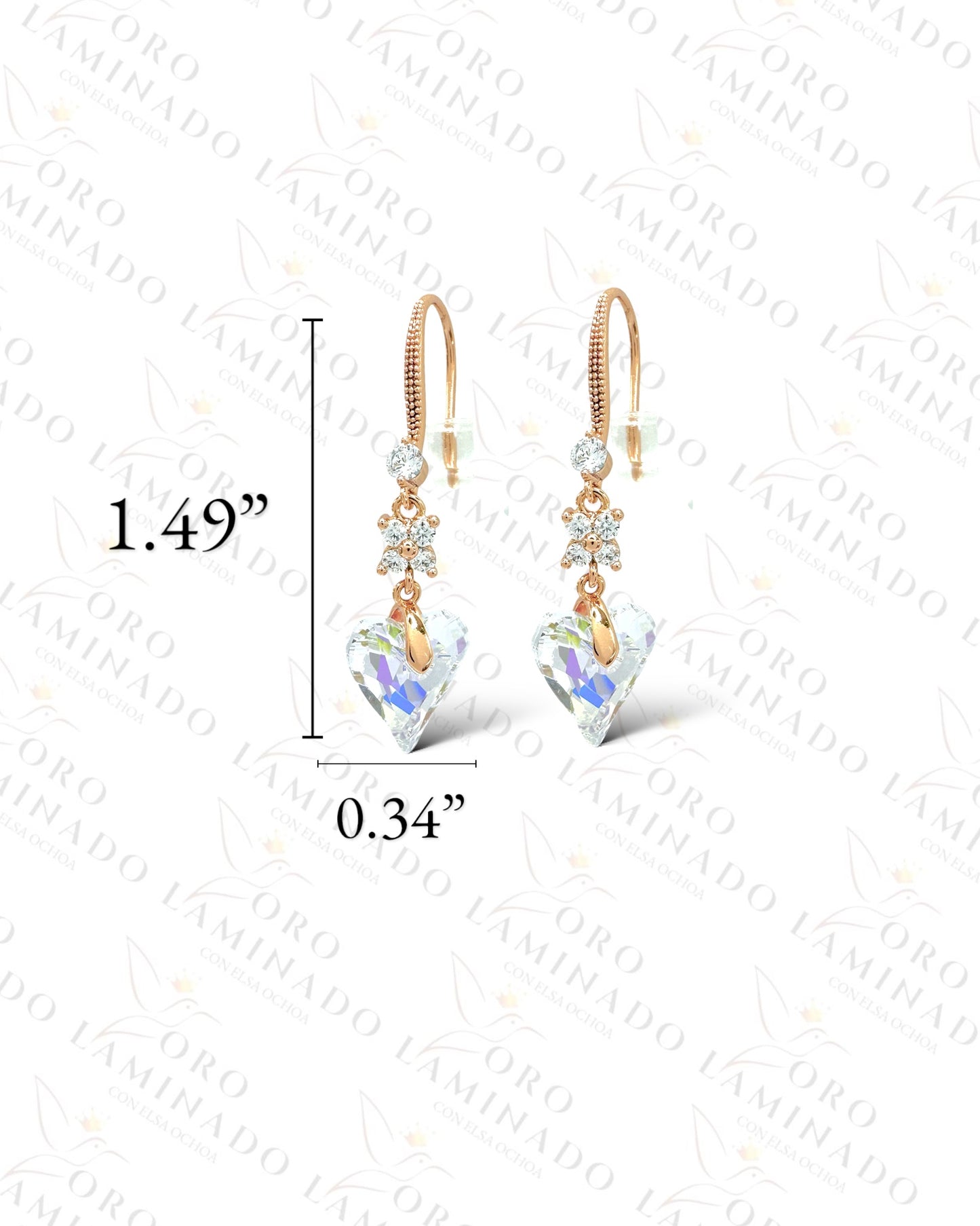 High Quality Iridescent  Diamond Heart Earring Y62