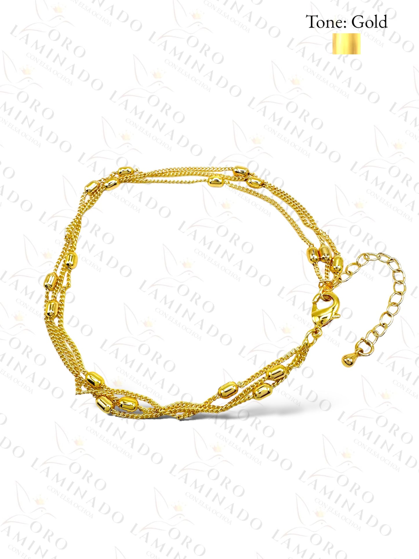 Gold Triple Chain Anklet (Pack of 6) B179