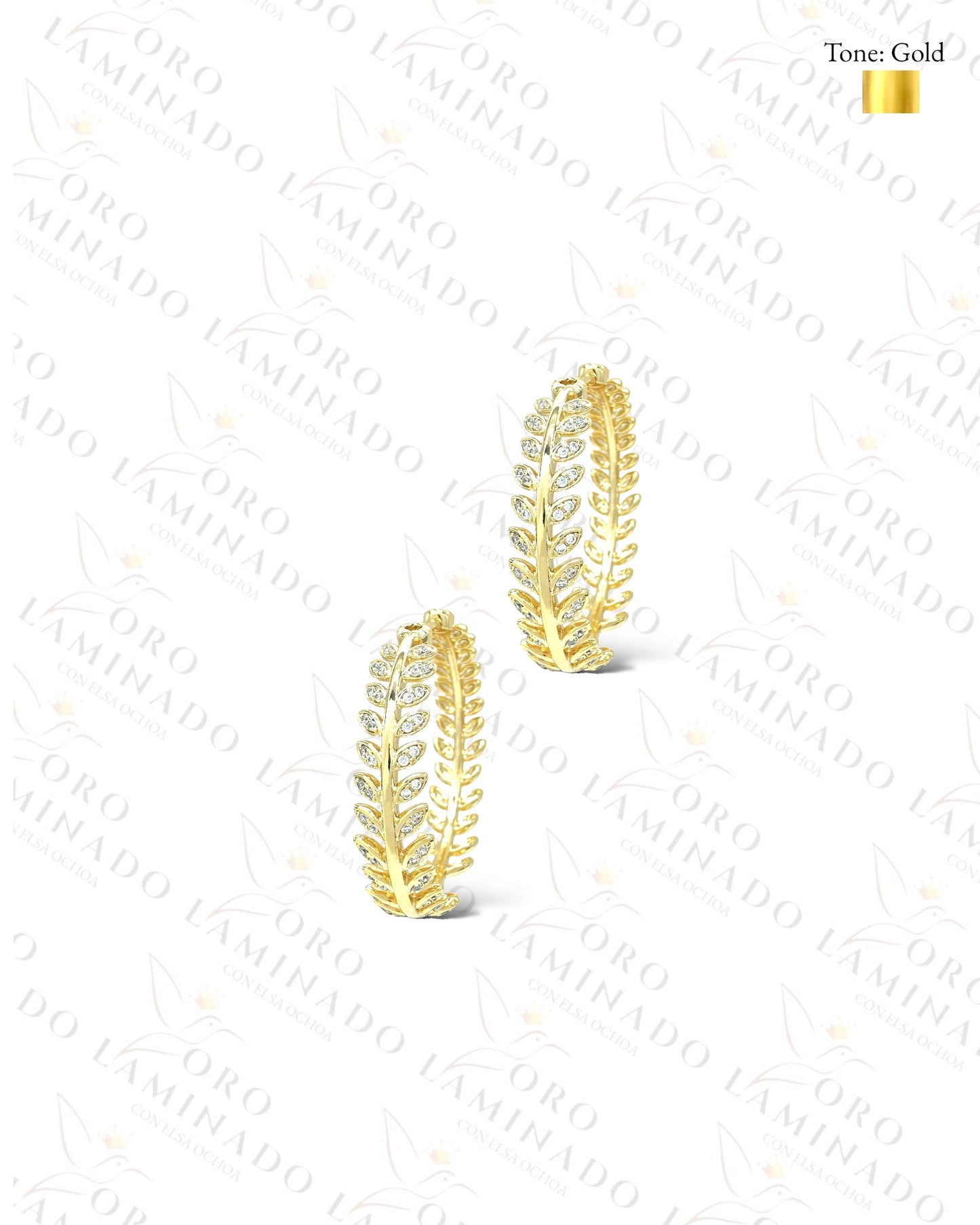 High Quality Golden Leaves Hoop Earrings B466