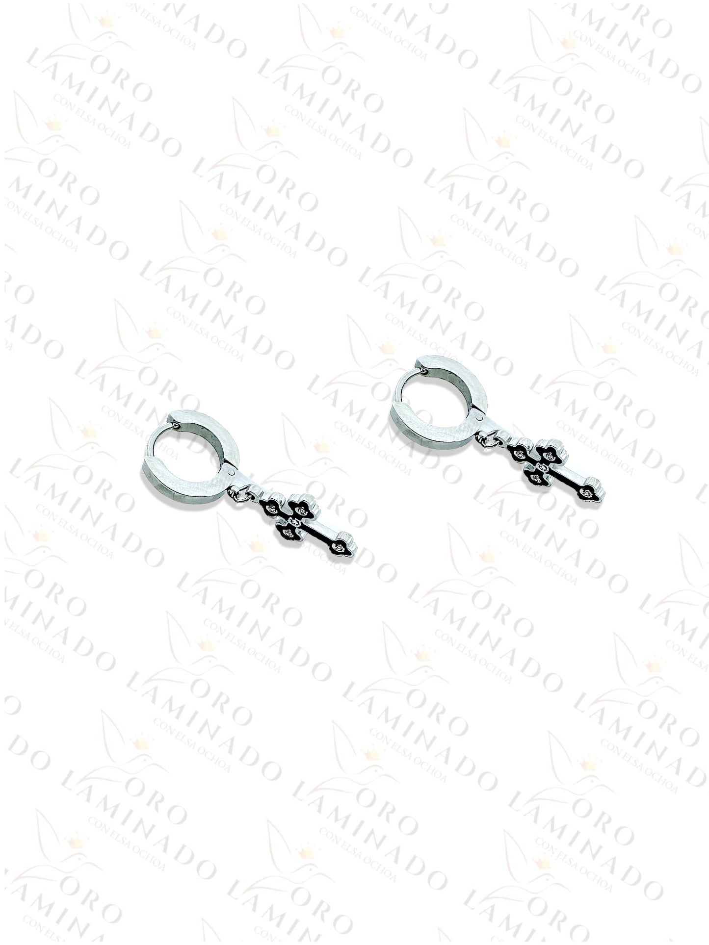 High Quality Black Cross Men Earrings R468