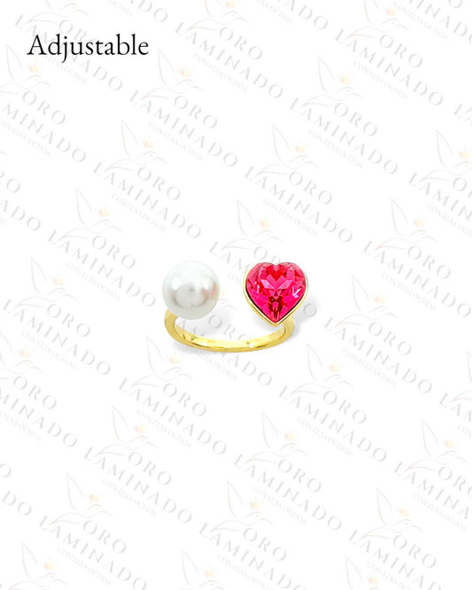 High Quality Adjustable Pink Heart Ring (Gold Filled) G126