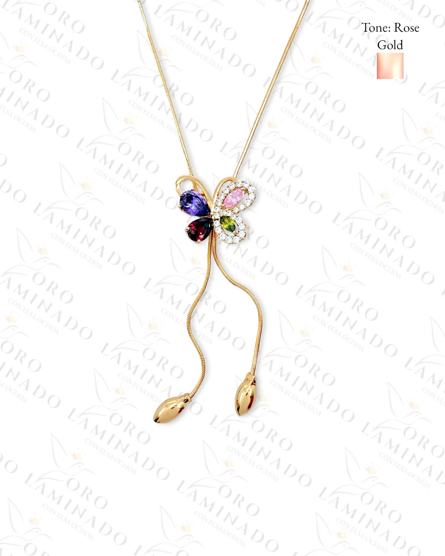 High Quality Multicolor Crystal Butterfly Bowtie Necklace R310