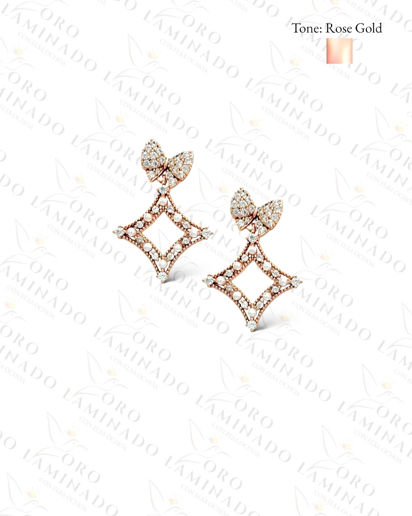 High Quality Rose Gold Rhombus Earrings  C119