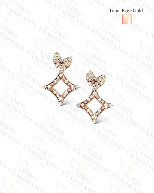 High Quality Rose Gold Rhombus Earrings  C119