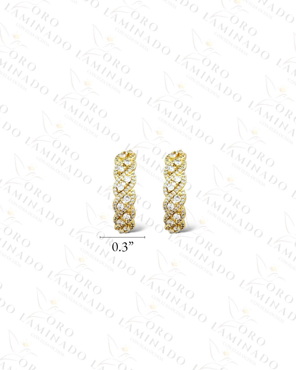 High Quality Crystal Hoop Earrings (Gold Filled) Y110