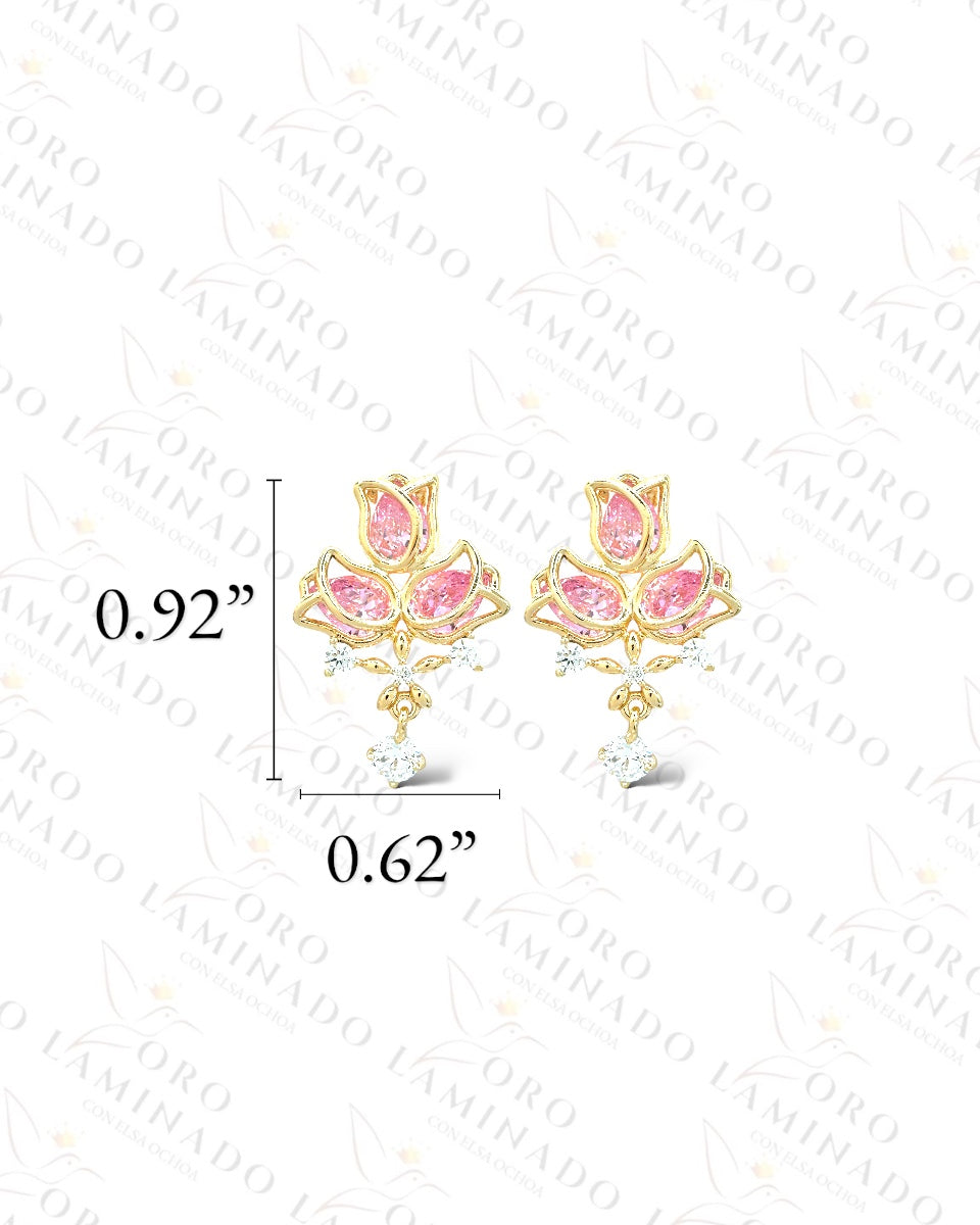 High Quality Crystal Rose Bouquet Earrings  R370