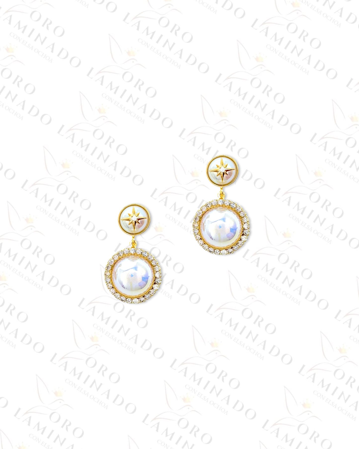 High Quality Iridescent Double Pearl Earrings (Gold Filled) Y88