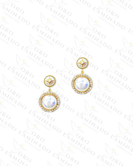 High Quality Iridescent Double Pearl Earrings (Gold Filled) Y88