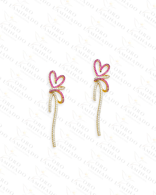 High Quality Pink Long Heart Earrings R279