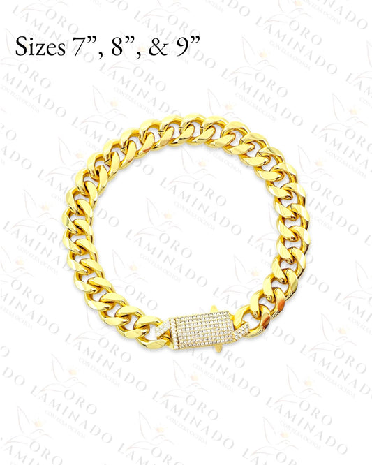 Gold Filled Cuban Bracelet with Diamond Clasp R29
