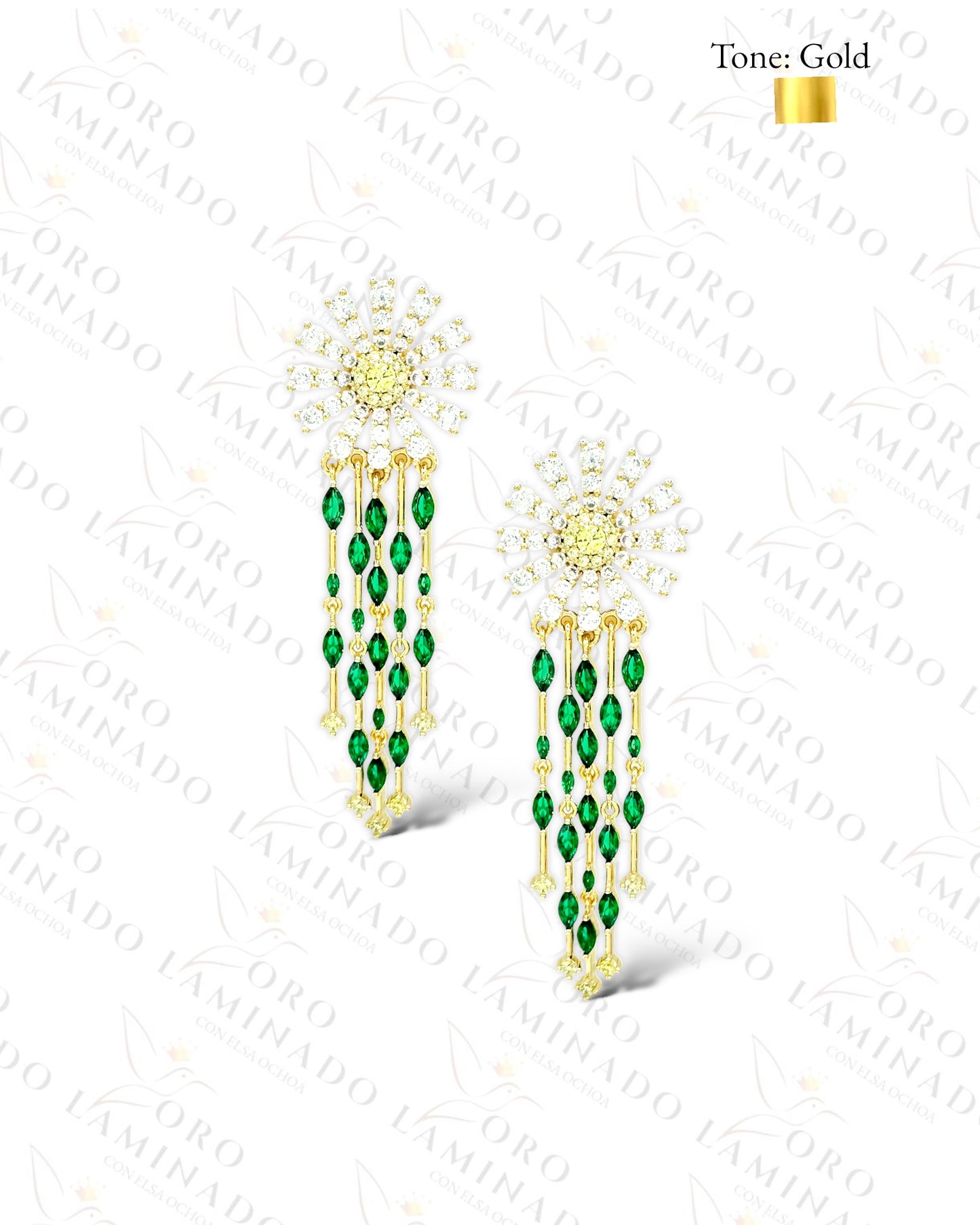 High Quality Green Crystal Flower Earrings G53