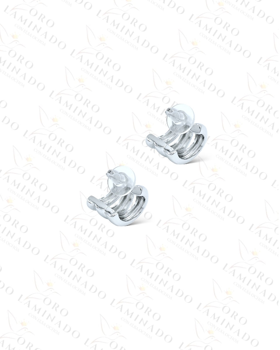 High Quality Silver Triple Design Earrings B236