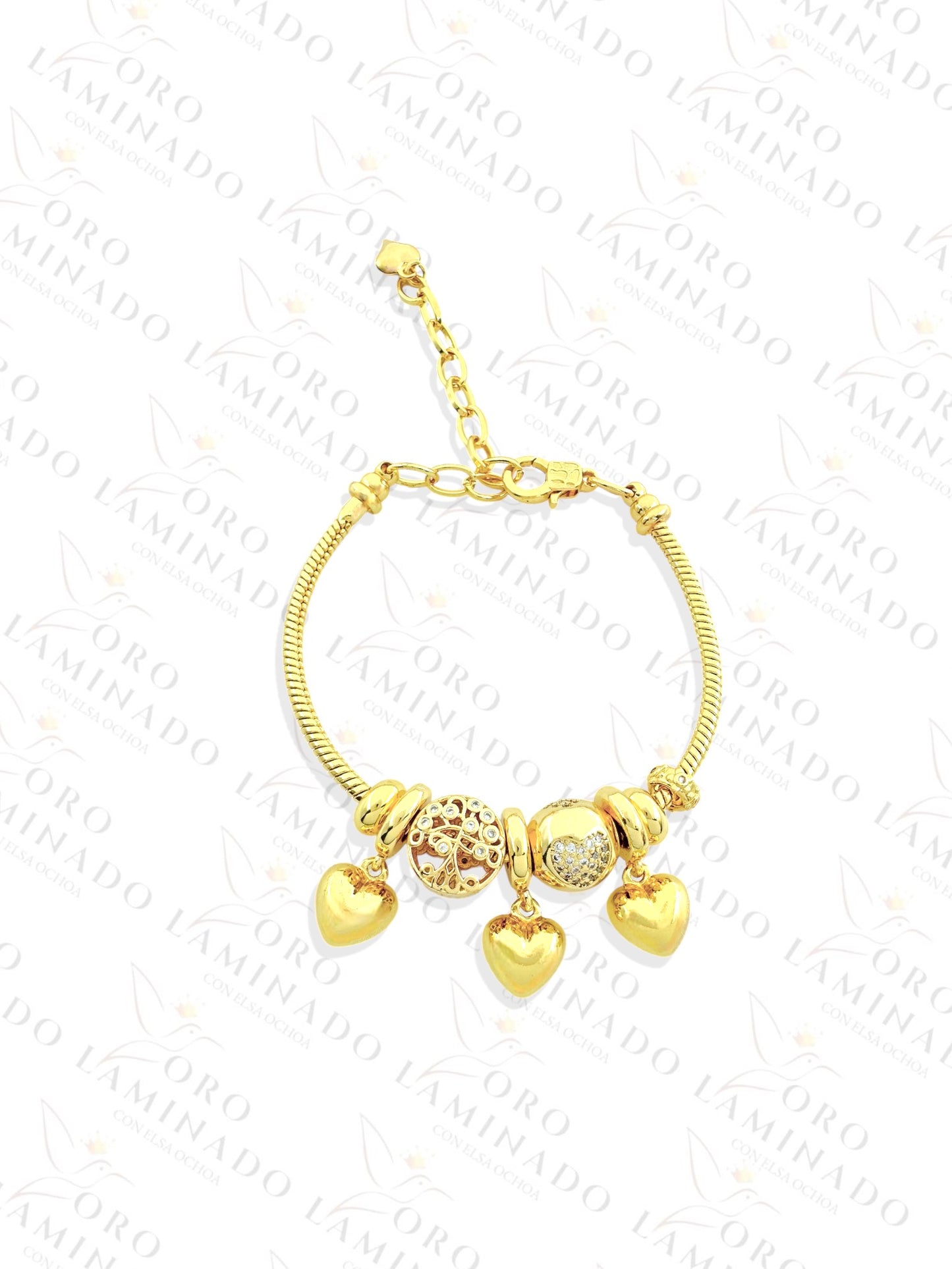 Gold Hearts Charm Bracelet (Gold Filled) Y460