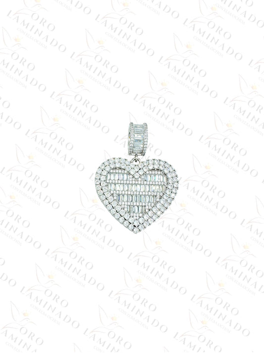 High Quality Silver Diamond Heart Pendant G387