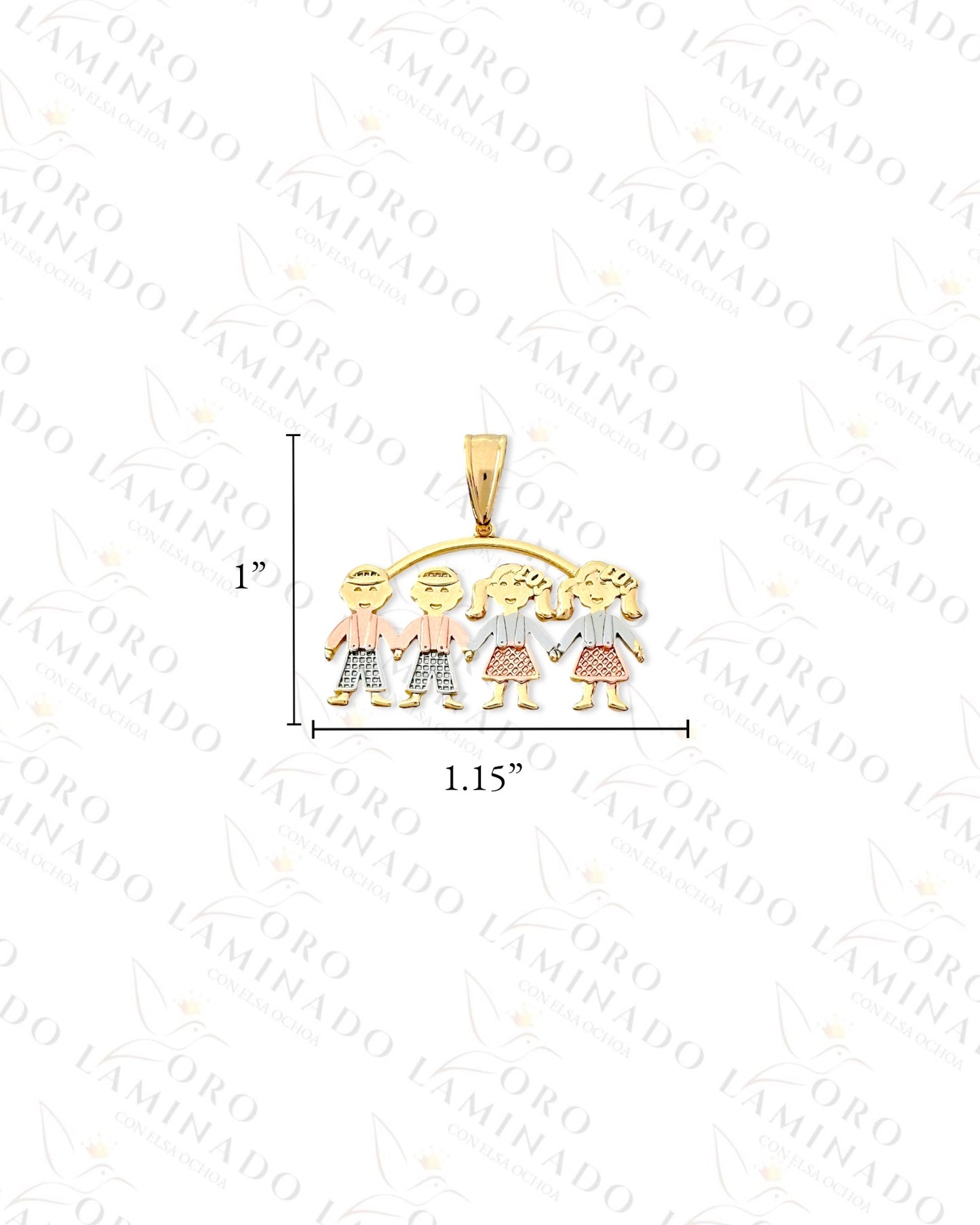 Gold Filled Two Girls and Two Boys Pendant R361