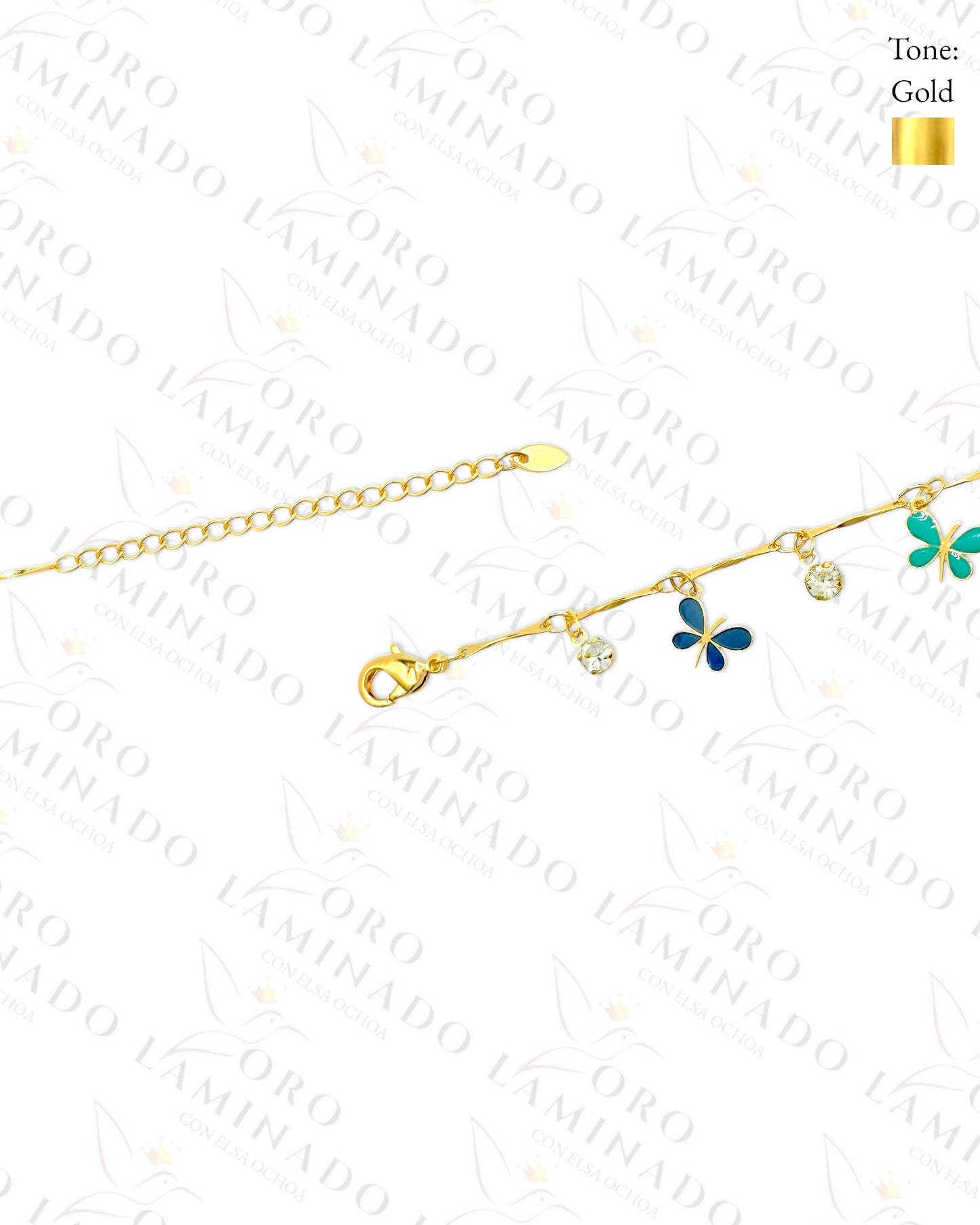 Gold Filled Pack of 6 Multi-Color Butterfly Anklet C385