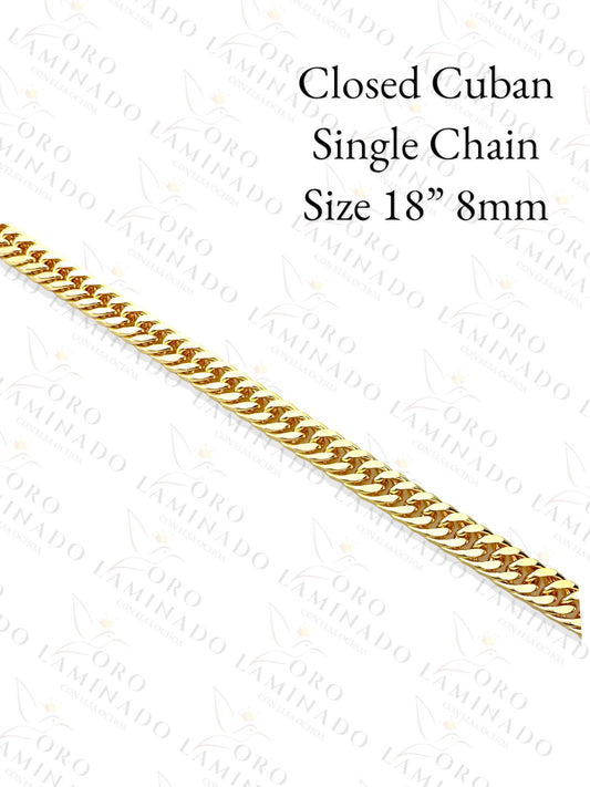 Closed Cuban Single Chains Size 18" 8mm G205